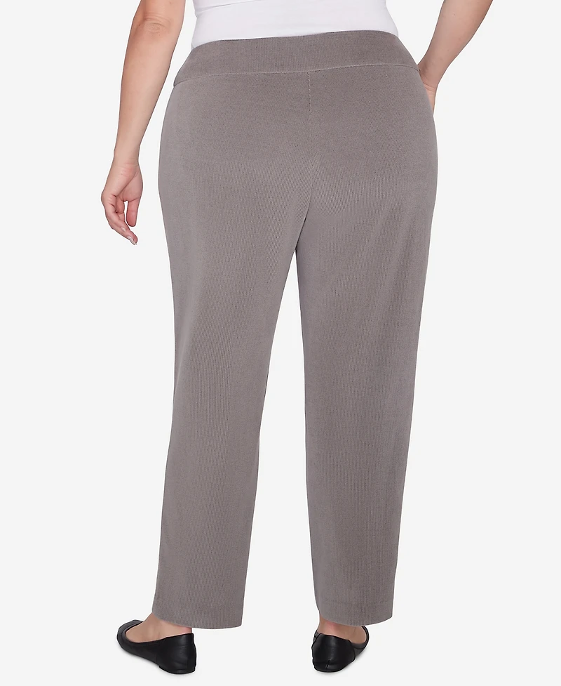 Alfred Dunner Plus Size Copenhagen Knit Corduroy Faux Fly Pull On Short Length Pants