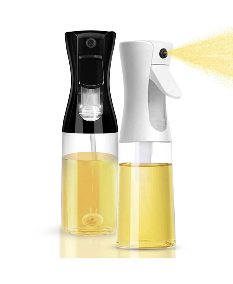 Cheer Collection Set of 2 Glass Oil Spray Bottles - 300ml (10oz), Black and White