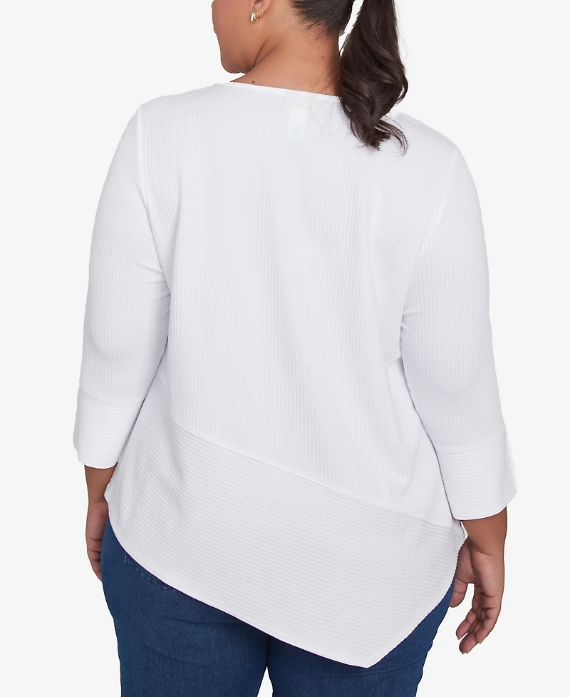 Ruby Rd. Plus Size Cable Stripe Ottoman Top