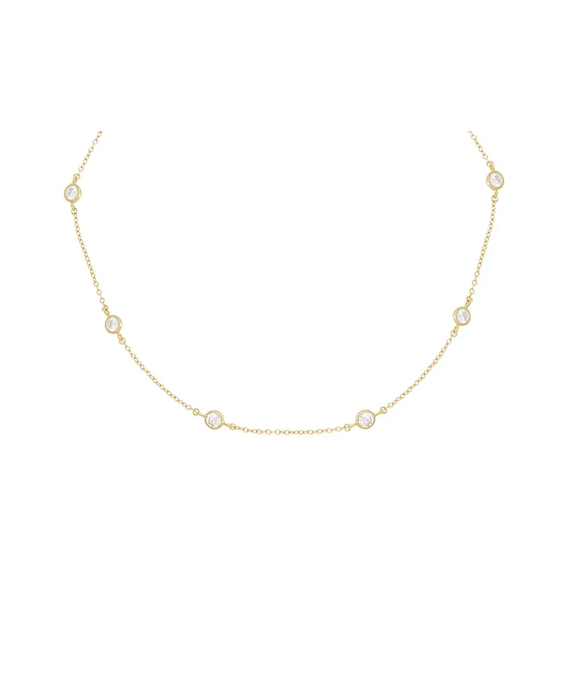 By Adina Eden Gold Plated Diamond By Yard Choker Necklace