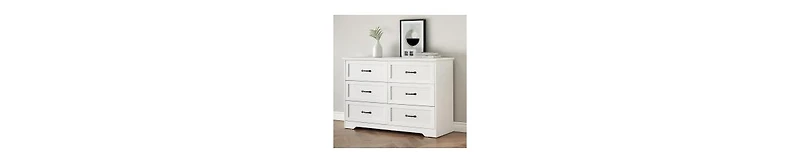 gaomon Dresser For Bedroom With 6 Drawers, Wood Drawer Dresser Chest Of Drawers For Closet, Living Room, Hallway, Nursery, Kids Bedroom(White and Brow
