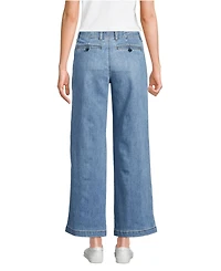 Lands' End Women's Mid Rise Denim Wide Leg Ankle Jeans
