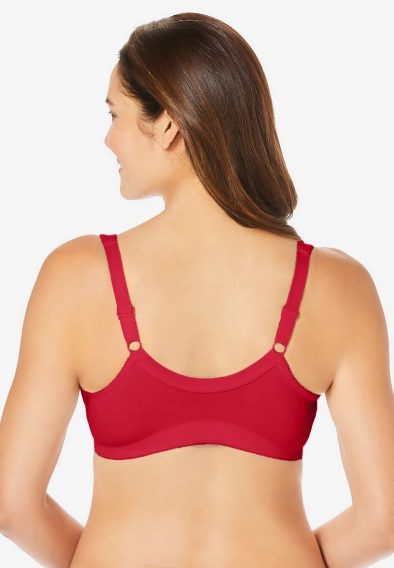 Comfort Choice Women's 3-Pack Front-Close Cotton Wireless Bra
