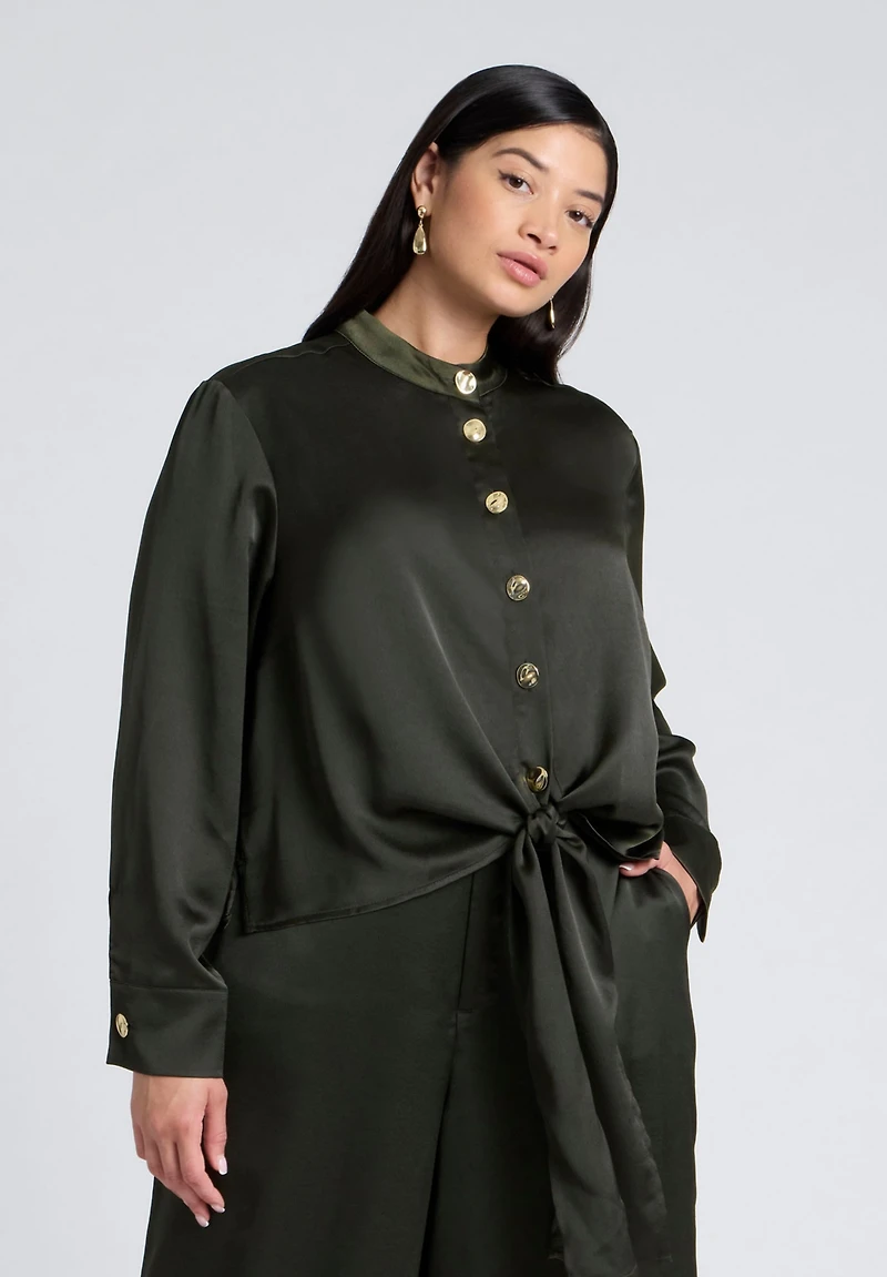 Eloquii Women's Waist Tie Top
