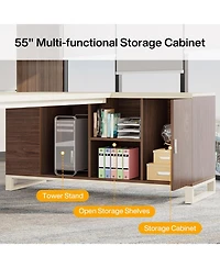 Tribesigns 70.8" Executive Desk with 55" File Cabinet, Modern L Shaped Computer Storage Shelves and Large f