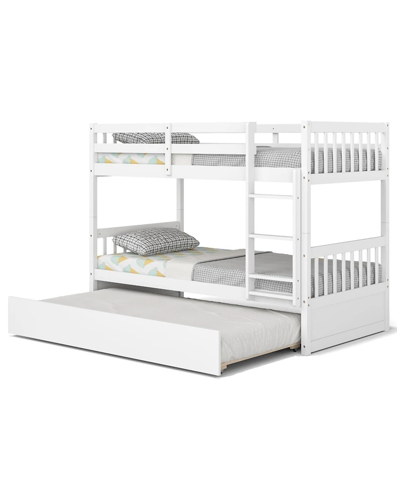 Twin Over Twin Bunk Bed with Pull-out Trundle and Ladder