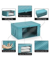 Sorbus Pack Medium Foldable Clothes Storage Bags with Clear Window, Zipper Lid and Carry Handles - for Organizing Bedroom, Closet