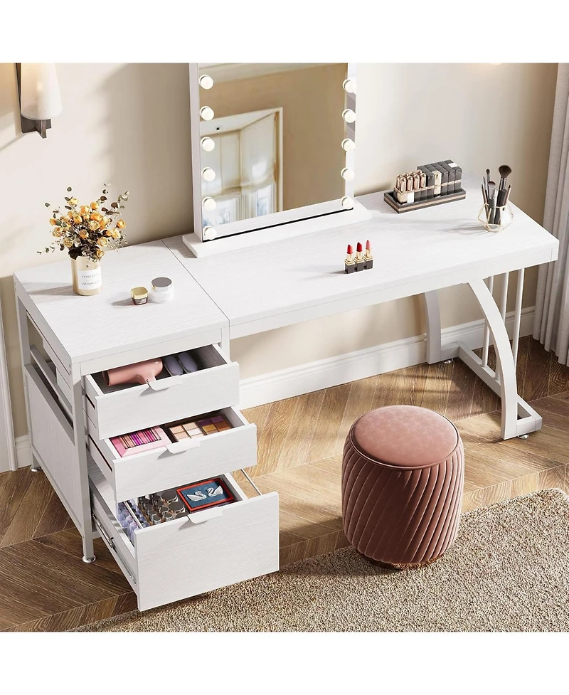 Tribesigns Vanity Desk with 3 Drawers, 59-Inch Chic Makeup for Women, Black Friday Deals