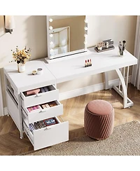 Tribesigns Vanity Desk with 3 Drawers, 59-Inch Chic Makeup for Women, Black Friday Deals