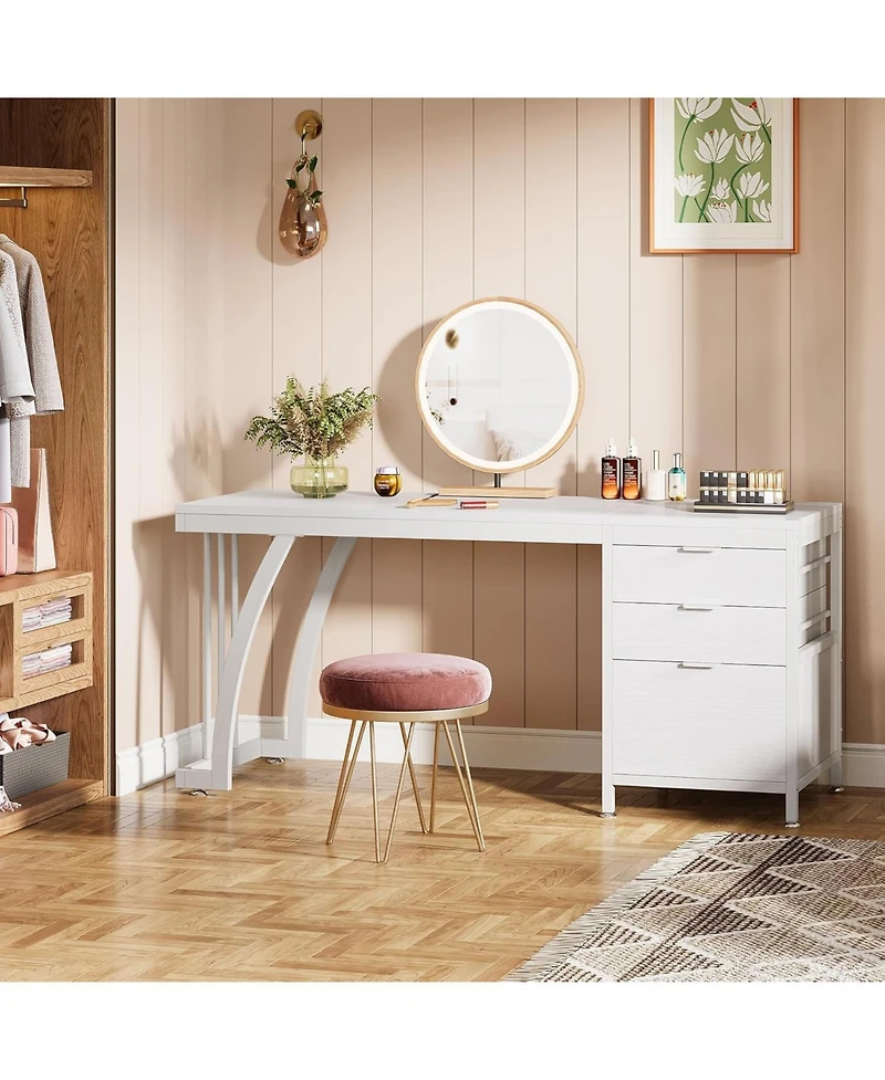 Tribesigns Vanity Desk with 3 Drawers, 59-Inch Chic Makeup for Women, Black Friday Deals