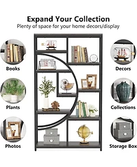 Tribesigns Bookshelf 5 Tier Etagere Bookcase, Freestanding Tall Bookshelves Display Shelf Storage Organizer with 9-Open for Living Room,