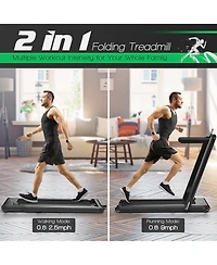 Gymax 2.25HP Folding Treadmill 2-in-1 Walking Running Machine w/ App & Remote Control