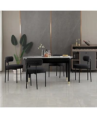 Dyhome Boucle Dining Chairs Set of 4, Upholstered Kitchen Room Chairs, Side with Thick Cushions and Metal Legs