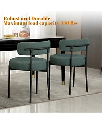 Dyhome Boucle Dining Chairs Set of 4, Upholstered Kitchen Room Chairs, Side with Thick Cushions and Metal Legs