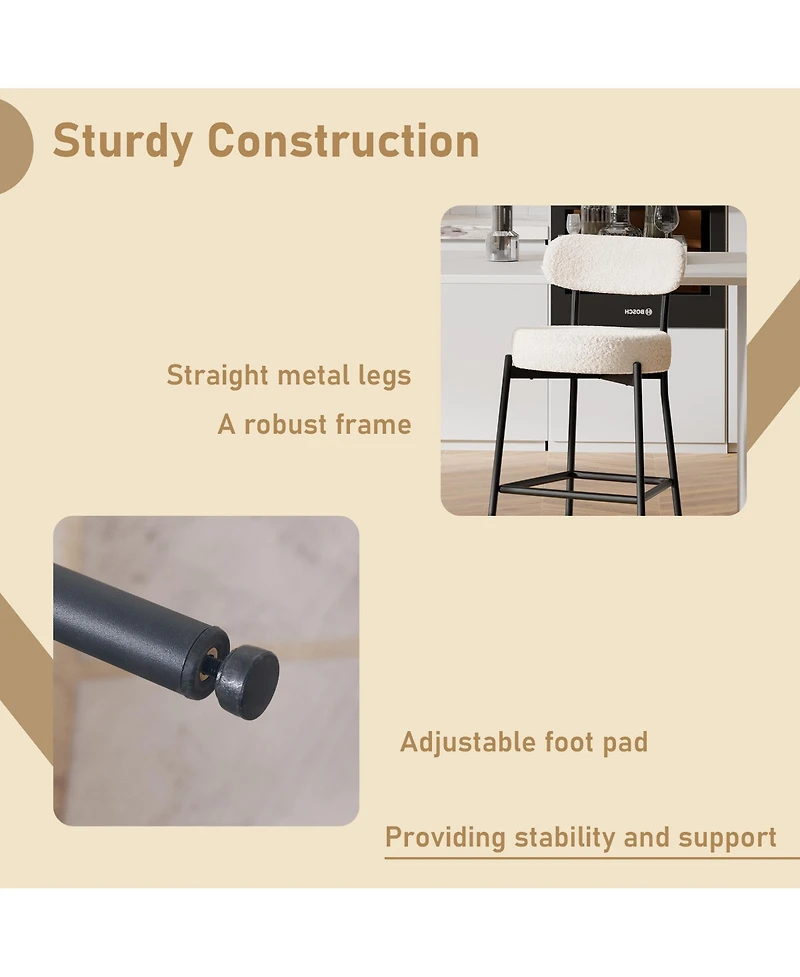 Dyhome Bar Stools Set of 2, 27 Inches Counter Height Kitchen with Back, Modern Metal Tall for Island