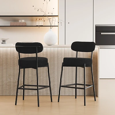 Dyhome Bar Stools Set of 2, 27 Inches Counter Height Kitchen with Back, Modern Metal Tall for Island