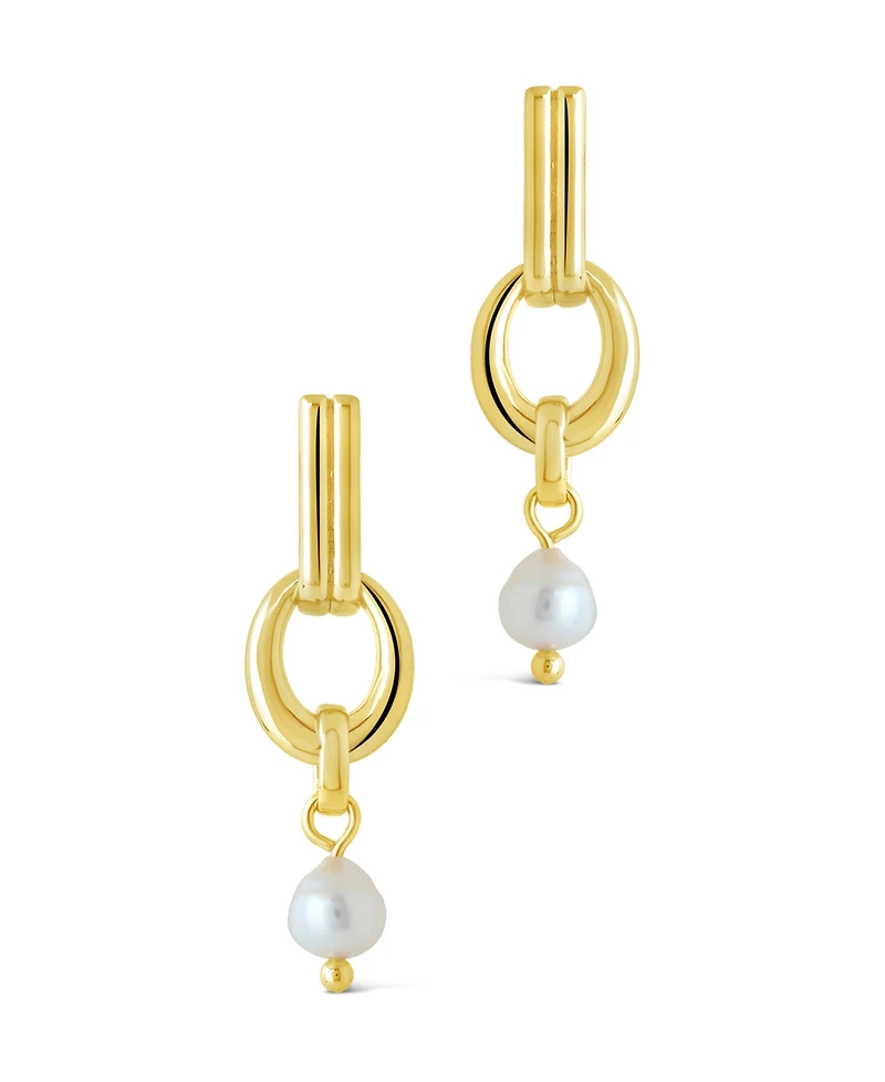 Sterling Forever Giselle Mother of Pearl Door Knocker Stud Earrings