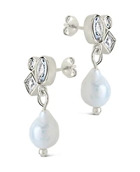Sterling Forever Penny Cubic Zirconia Mother of Pearl Cluster Stud Earrings