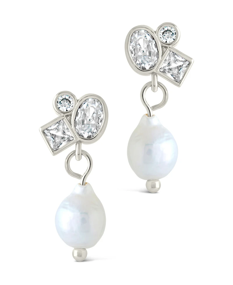 Sterling Forever Penny Cubic Zirconia Mother of Pearl Cluster Stud Earrings