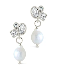 Sterling Forever Penny Cubic Zirconia Mother of Pearl Cluster Stud Earrings