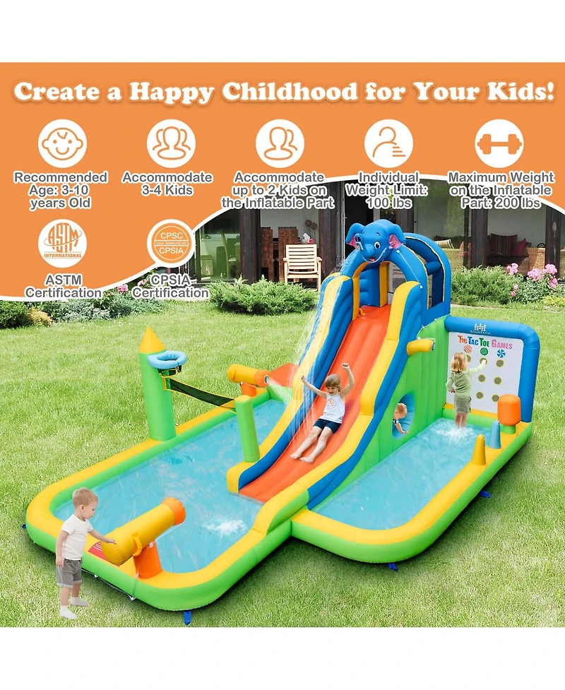 Inflatable Water Slide Giant Water Park for Kids Backyard Fun with 950W Blower