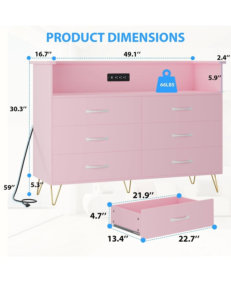 gaomon 6 Drawer Dresser for Bedroom