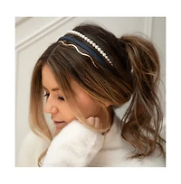 Headband Set - Blue + Pearl + Gold