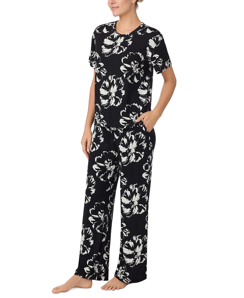 Sanctuary Women's 2-Pc. Knit Jersey Short-Sleeve Long Pajama Set