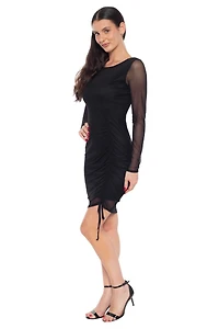 Bebe Women's PowerMesh Midi Dress With Side Shirring