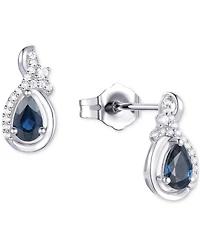 Emerald (1/2 ct. t.w.) & Diamond (1/10 Pear Drop Earrings 14k Gold (Also Ruby Sapphire)