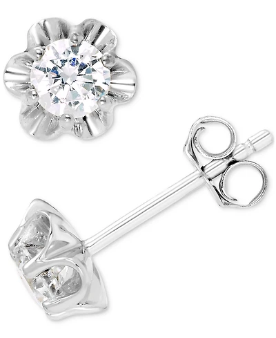 Diamond Scallop Edge Stud Earrings (1/2 ct. t.w.) 14k Gold