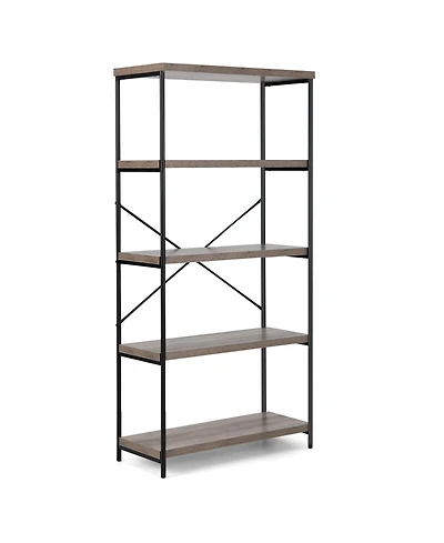 Gouun 5-Tier Industrial Bookshelf Display Storage Rack with Metal Frame