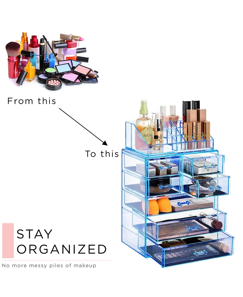 Sorbus Clear Cosmetic Makeup Organizer Case & Display - Spacious Design - Great for Dresser, Bathroom, Vanity & Countertop