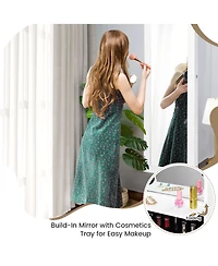Lockable Wall Door Mounted Mirror Jewelry Cabinet with Led Lights