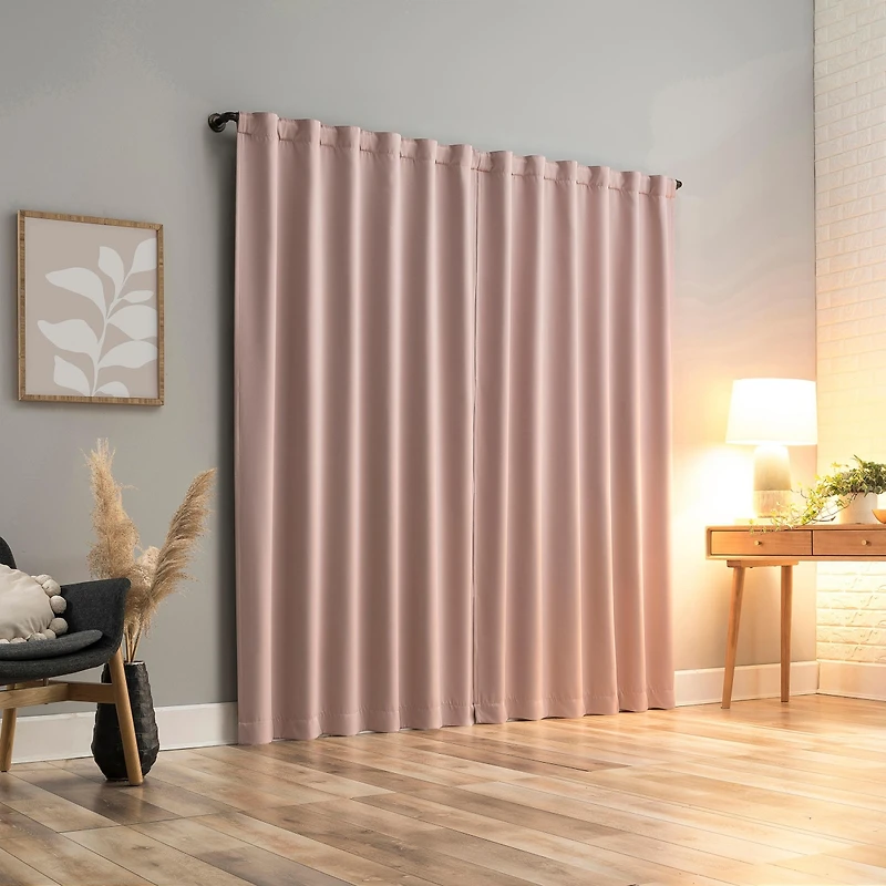 Aria Magnetic Closure Theater Grade 100% Blackout Back Tab Curtain Panel Pair