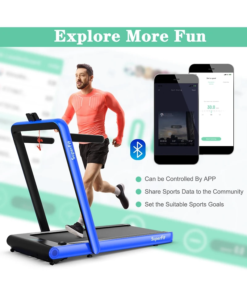 Costway 4.75HP 2 1 Folding Treadmill