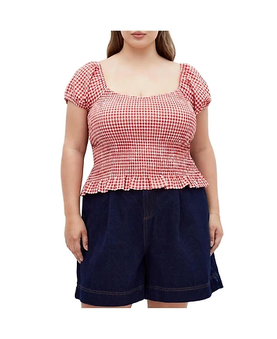 City Chic Plus Cute Gingham Top