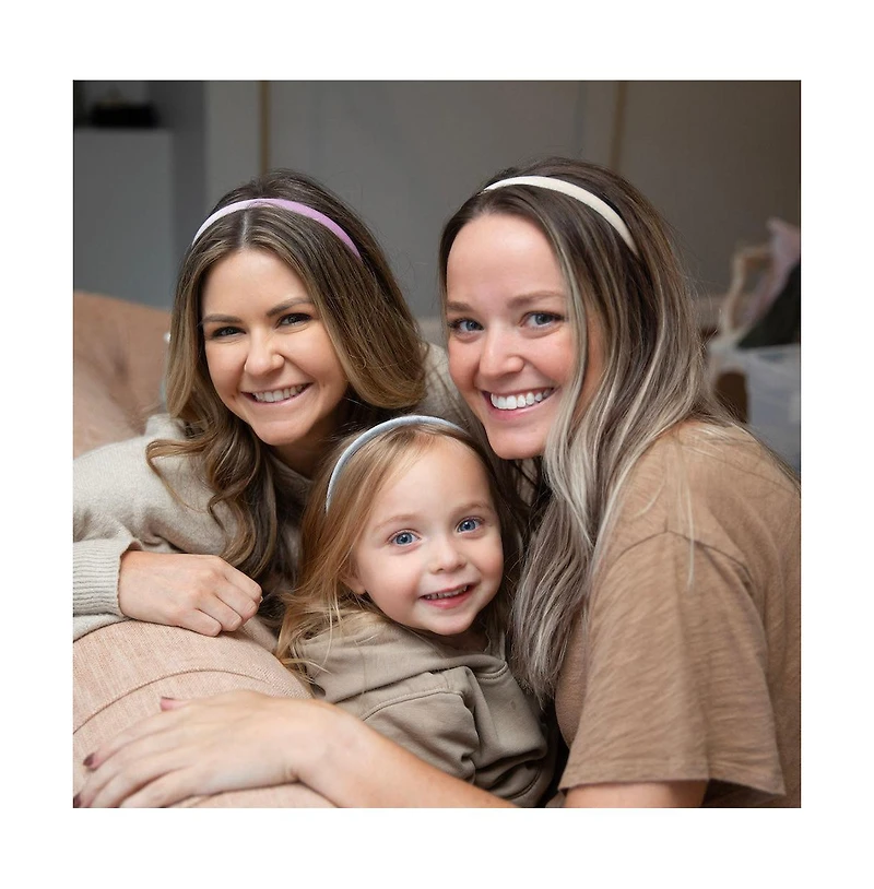 Classic Thin Padded Headband Set - Tan + Purple + Grey