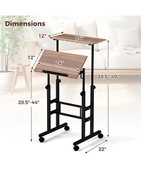 Gouun Height-adjustable Mobile Standing Desk with Split Top and Adjustable Angle