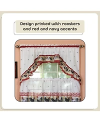 Kate Aurora Old Country Rooster Cottage Kitchen Curtain Tier & Swag Set