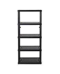 Gracious Living 5 Shelf Fixed Height Ventilated Medium Duty Storage Unit, Black