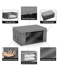 Sorbus 6 Pack Medium Foldable Clothes Storage Bags with Clear Window, Zipper Lid and Carry Handles - for Organizing Bedroom, Closet