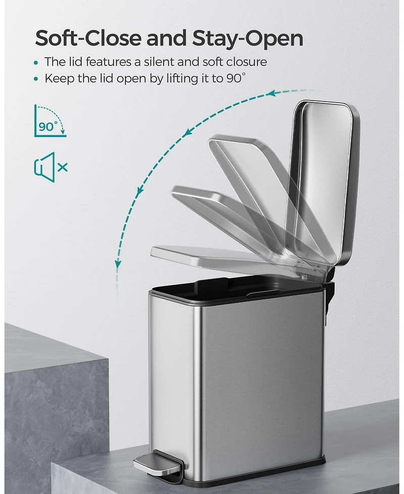 Slickblue 1.3 Gallon Bathroom Trash Can, Small Bin with Lid for Compact Waste Disposal