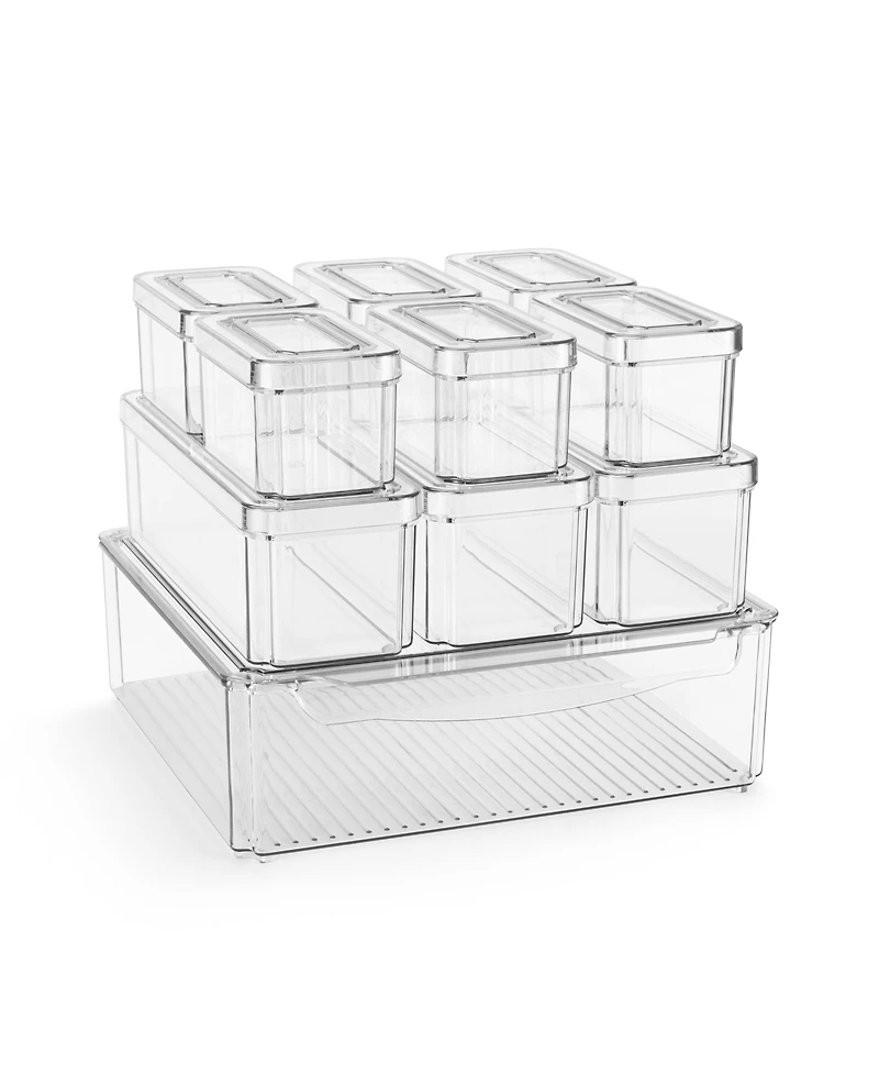 Sorbus 10 Pack Clear Stackable Refrigerator Storage Bins with Lids - Perfect for Kitchen Organization, Pantry and Fridge Storage