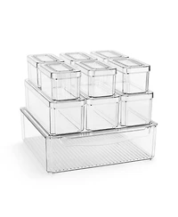 Sorbus 10 Pack Clear Stackable Refrigerator Storage Bins with Lids - Perfect for Kitchen Organization, Pantry and Fridge Storage