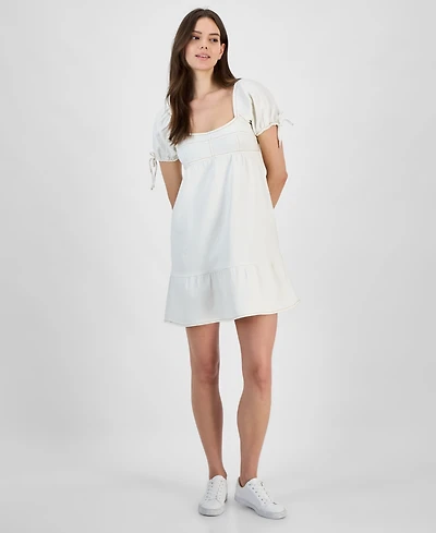 Planet Heart Juniors' Denim Puff-Sleeve Mini Dress