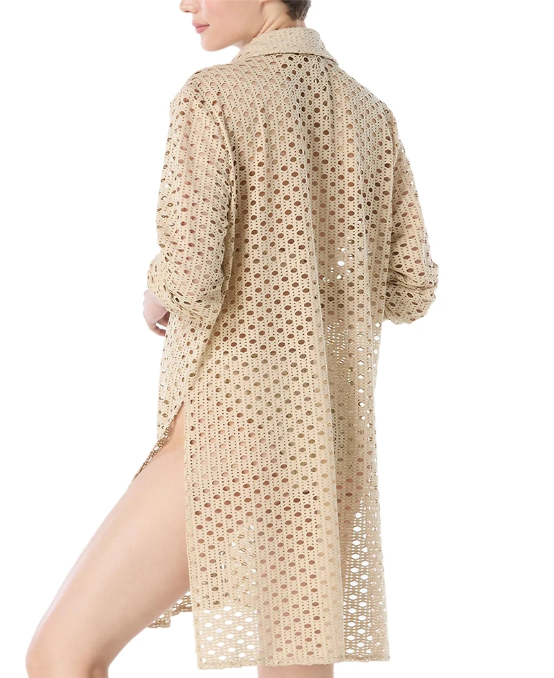 Carmen Marc Valvo Women's Crochet Tunic Swim Cover-Up