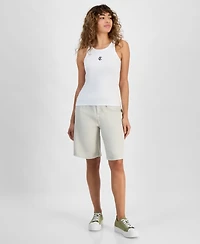 Calvin Klein Jeans Women's Ribbed Logo Crewneck Tank Top
