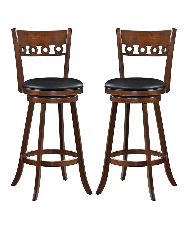 Gouun Set of 2 Swivel Bar Stools with Rubber Wood Frame- inches
