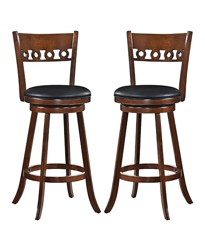 Gouun Set of 2 Swivel Bar Stools with Rubber Wood Frame- inches